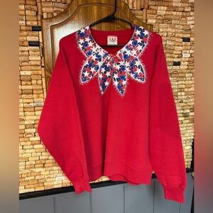 RARE! Vintage 90’s USA Olympics glitter Red white and
Blue sweatshirt sz XL